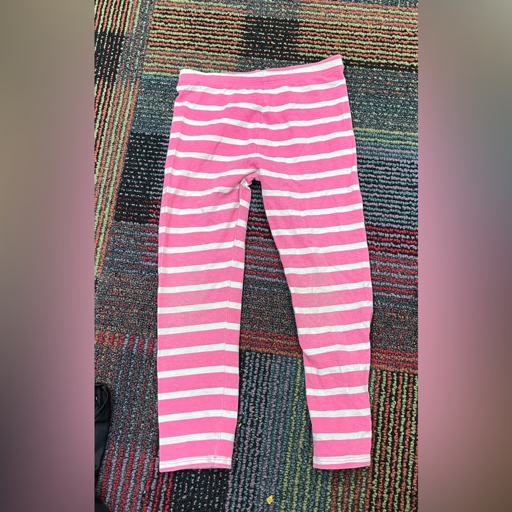 Okie Dokie Pink and White Striped Leggings
